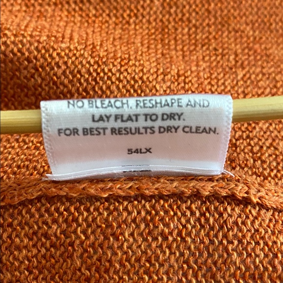 Eileen Fisher Cotton Linen Blend Italian yarn burnt orange Cardigan MOP buttons - Picture 13 of 13